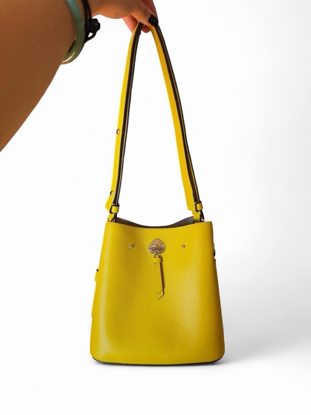 kate spade Yellow Pebbled Leather Shoulder Bucket Bag